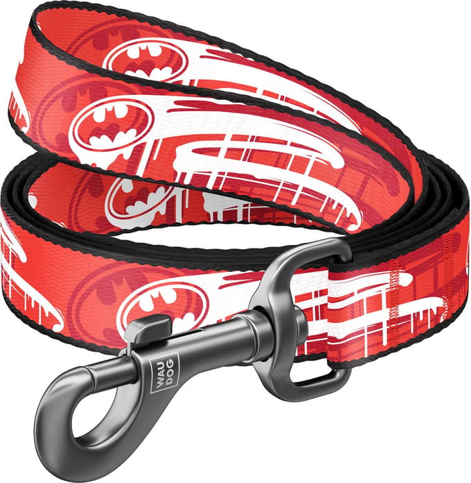 WAUDOG Batman Hondenlijn / Hondenriem - Nylon - Rood - Breedte: 20 mm - Lengte: 122 cm