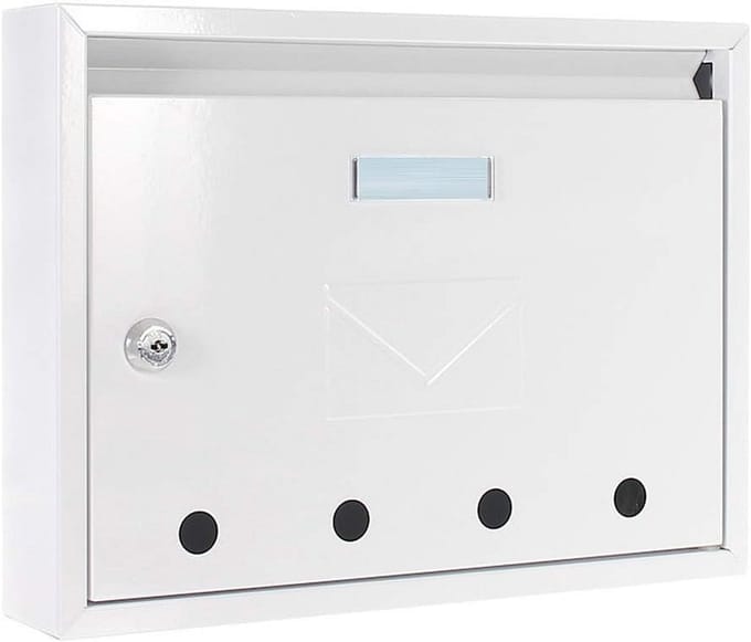 Brievenbus - Postbak - Post Ontvangen - Met naamplaat - 32x25x8.5 cm - Wit