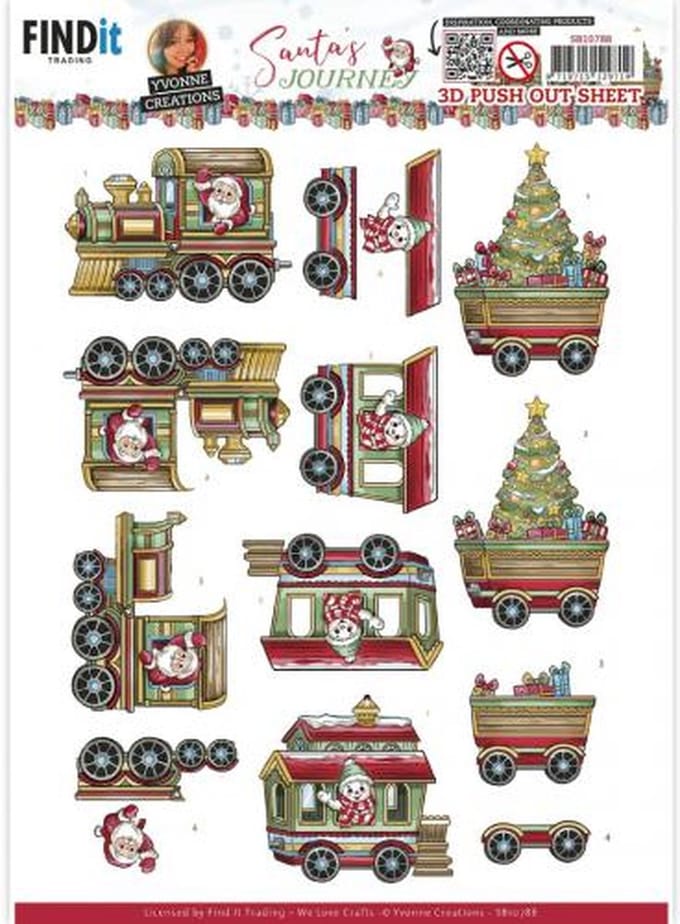 3D Push-Out - Yvonne Creations - Santa's Journey - Train