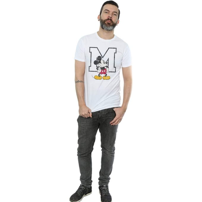 Disney Heren Klassiek M Mickey Mouse Katoenen T-Shirt (Wit)