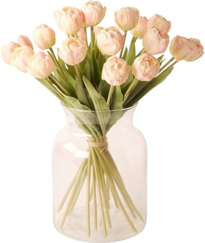 WinQ - Kunstboeket tulpen in Roze - incl vaas
