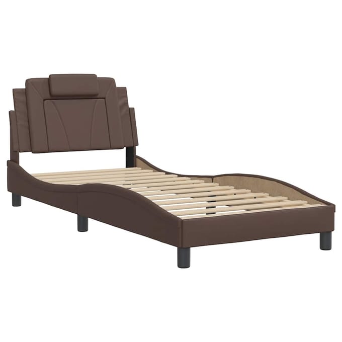 vidaXL - Bedframe - "Viana" - zonder - matras - kunstleer - bruin - 80x200 - cm