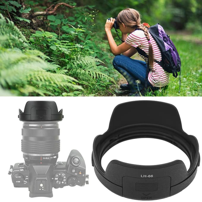 LH-66 Camera Mount Zonnekap voor Olympus M.ZUIKO ED 12-40mm F2.8 Lens black