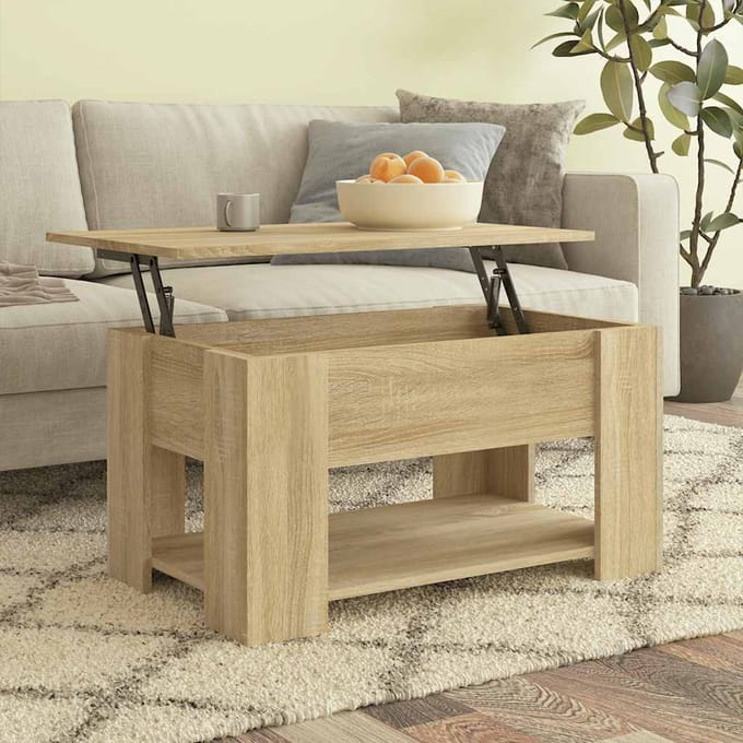 vidaXL - Salontafel - 79x49x41 - cm - bewerkt - hout - sonoma - eikenkleurig
