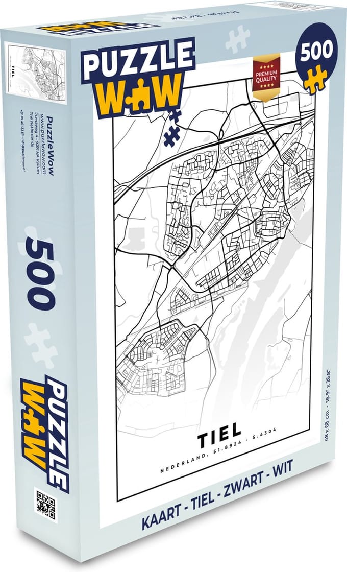 Puzzel Kaart - Tiel - Zwart - Wit - Legpuzzel - Puzzel 500 stukjes
