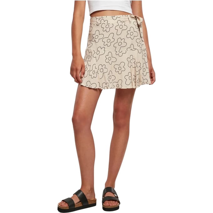 Urban Classics - Viscose flower Korte rok - 3XL - Creme/Zwart