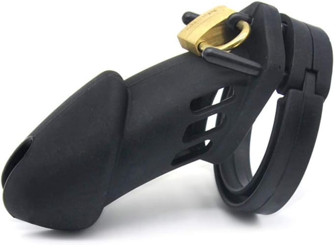 Grote Siliconen Kuisheidskooi - Penis Kooi Siliconen Zwart - Chastity 9 Cm lang