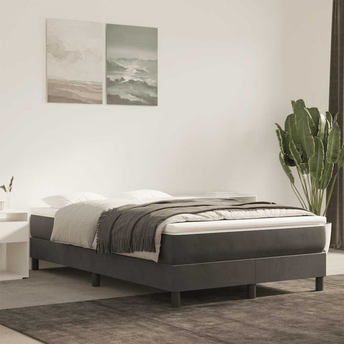 vidaXL - Pocketveringmatras - medium - 140x210x20 - cm - fluweel - donkergrijs