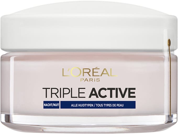 L’Oréal Paris Triple Active Hyrdaterende nachtcrème - 2 x 50ml - Voordeelverpakking