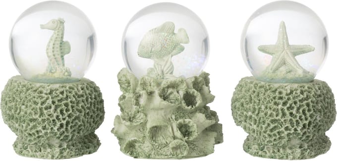J-Line decoratie Waterbol Sea - polyresin - muntgroen - large - set van 3