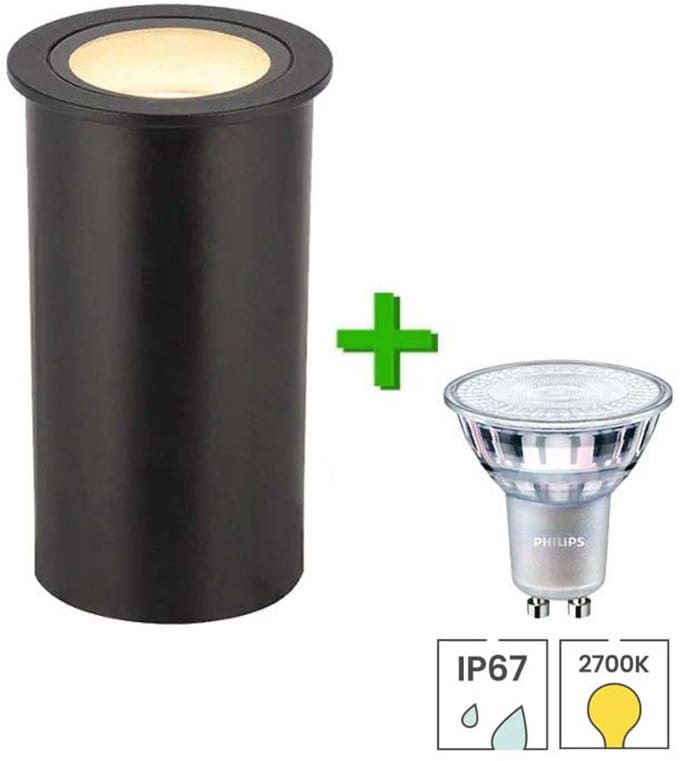 Lybardo - Grondspot Buiten - Tuinspot + Lybardo GU10 LED spot - 3.5W - 2700K
