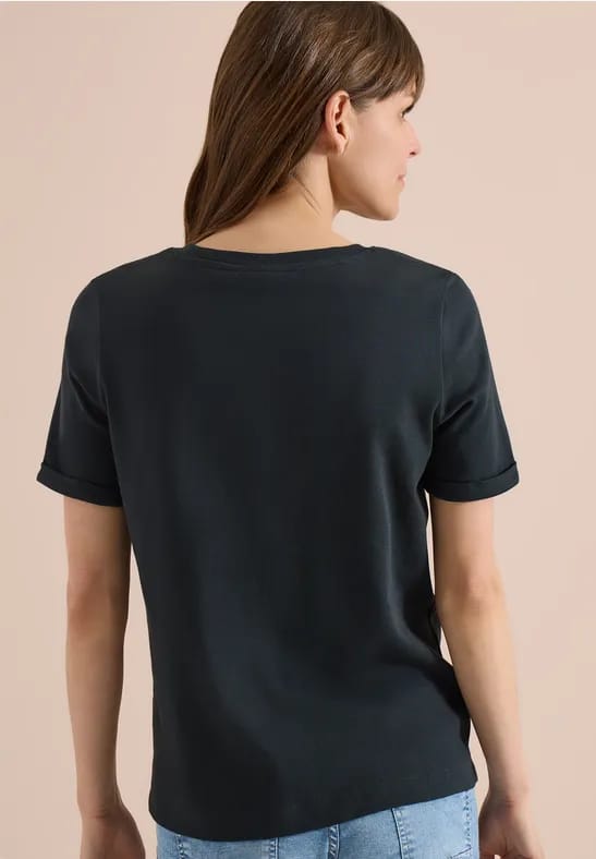 Shirt met ronde hals en printdetail