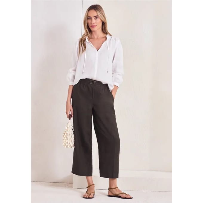 7/8 Wide Legs broek in een Loose Fit van linnen