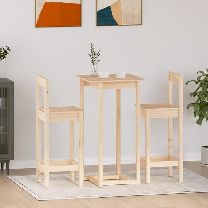 vidaXL - 3-delige - Barset - massief - grenenhout