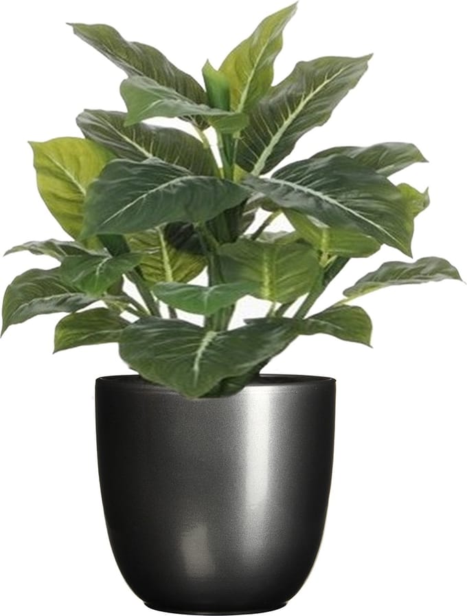 Mica Decorations Kunstplant Philodendron - groen - 49 cm - in bloempot - antraciet - D14.5 cm - complete set
