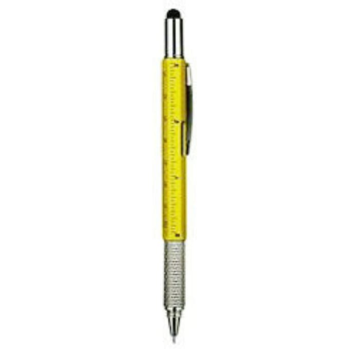 6 in 1 Multifunctionele Balpen met Moderne Handheld Tool Meetinstrument Technische Liniaal Schroevendraaier Touchscreen Stylus Waterpas geel