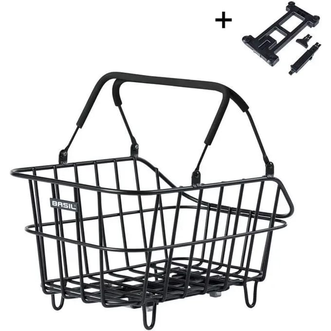 Basil Cento ALU MIK Fietsmand - Achter - Aluminium - Zwart - Weerbestendig - Verstevigd Frame -