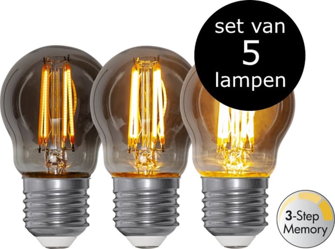 5-Pack | 3 standen - Kogellamp - E27 - 2.9W - Super Warm Wit - 2200K - Dimbaar