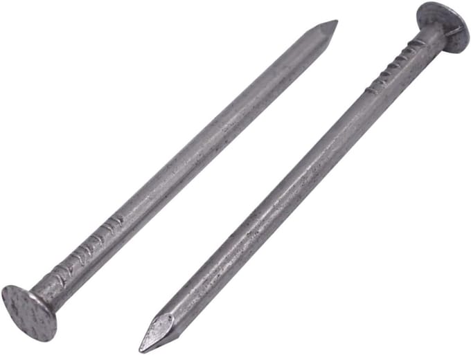 50x Constructienagels Koolstofstaal 3,5 x 60 mm - Platte Kop en Gedeeltelijke Draad