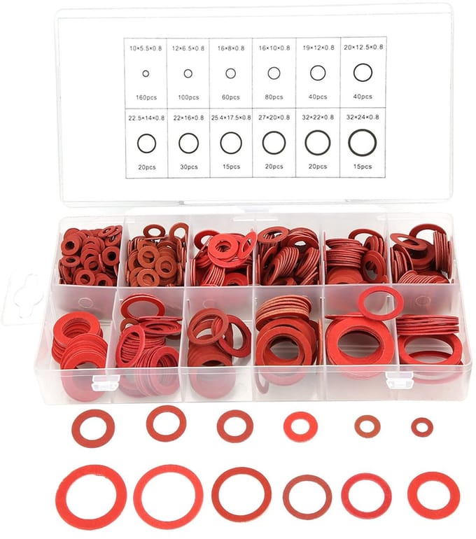 Dailygoods - Set van 600 Platte Sluitringen - 12 Maten met Opbergdoos