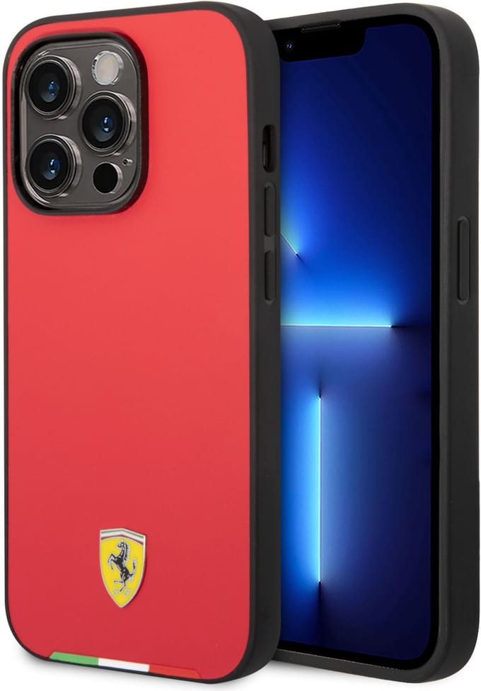 Ferrari Back cover - iPhone 14 Pro Max - Rood - Schokabsorberend - Verhoogde randen