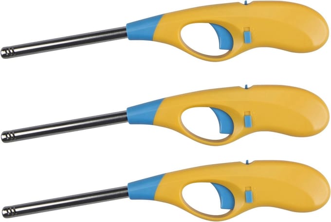 Flame Classics - 3x - BBQ/keuken aansteker lange steel - licht oranje - 26 cm