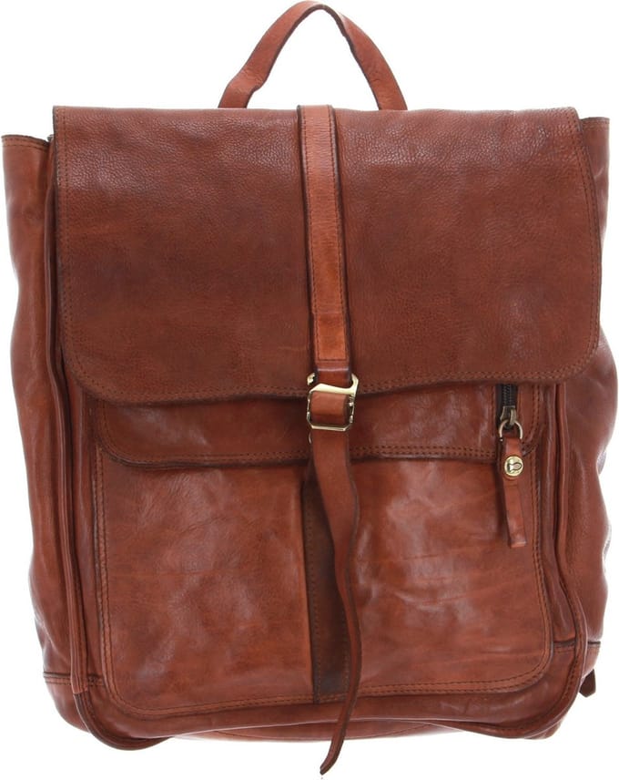 CAMPOMAGGI Leren Laptop rugzak Rugzak met laptopvak Backpack Cognac Bruine