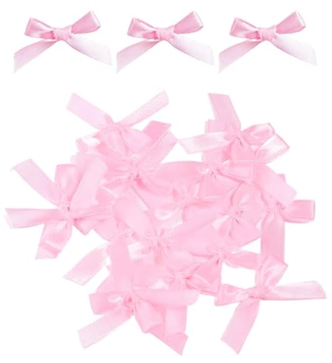 Roze strikken - Mini strikjes - Knutsel decoratie - Met plakband - 50 stuks - Roze