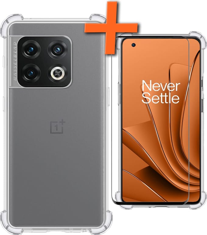 Hoes - Met Screenprotector - Geschikt voor OnePlus 10 Pro - Sterk & Shockproof - Siliconen Case - Back Cover - Telefoon Hoes - Shock Proof - Transparant