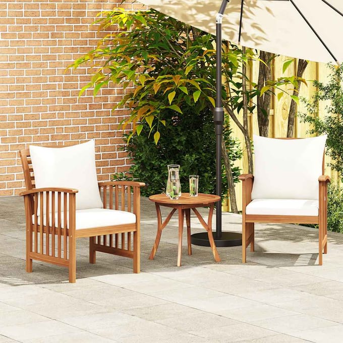 vidaXL - Tuinstoelen - 2 - st - met - kussens - massief - acaciahout