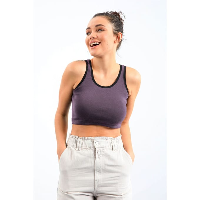 Geribbelde Mouwloze Crop Top