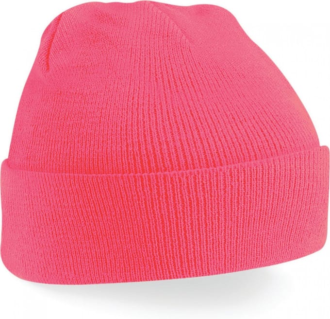 Gebreide muts polyester fluorescerend roze