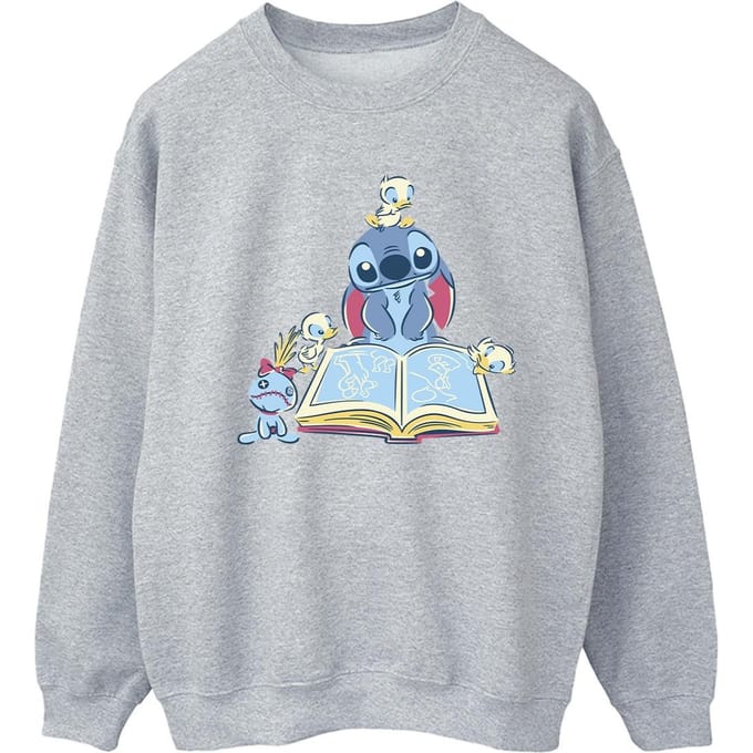 Disney Dames/Dames Lilo & Stitch Boek Lezen Sweatshirt (Sportgrijs)