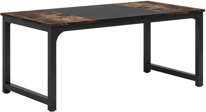 MAZAZU Bureau – Industrieel Design – Stevig Onderstel – Zwart/Houtkleur – 180x80x75 cm