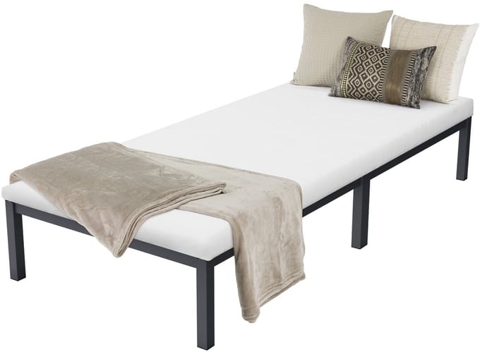 ML-Design metalen bed 90x200cm antraciet en matras H:10cm stalen frame lattenbodem stevig en duurzaam eenpersoonsbed ideaal voor slaapkamer kinderkamer tienerkamer logeerkamer gastenbed en bedframe