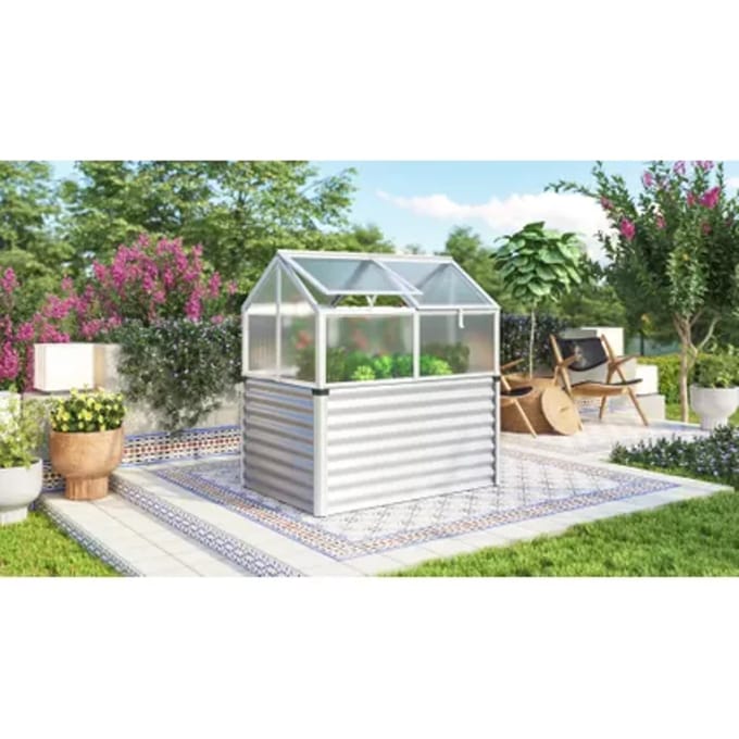 Vitavia Tuinkas Jordi - Polycarbonaat 4mm - Geanodiseerd Aluminium/blank - 89x127x135cm