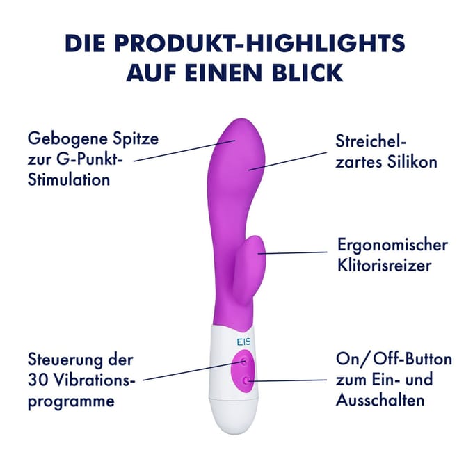 EIS, Rabbit "Please Me", dubbele stimulatie, huidvriendelijk siliconen, waterdicht, rood