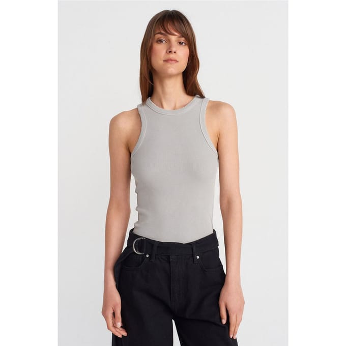Mouwloze Geribbelde Brei Blouse