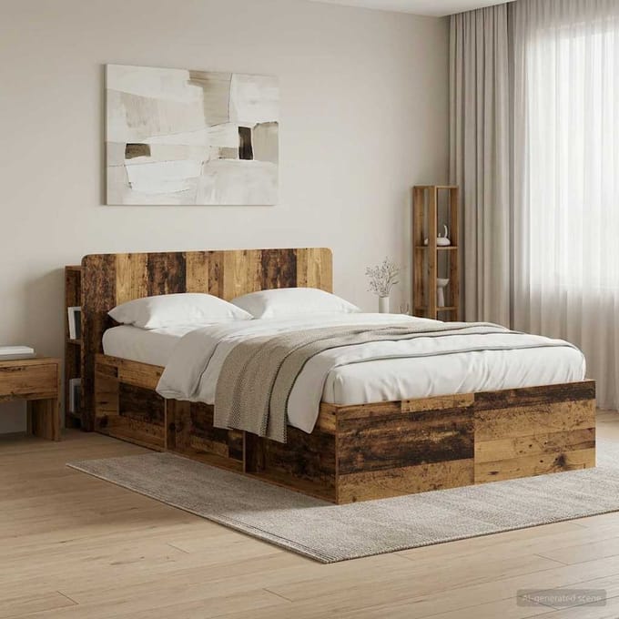 vidaXL - Hoofdeinde - Kast - met - opslag - Oud - hout - Bewerkt - hout