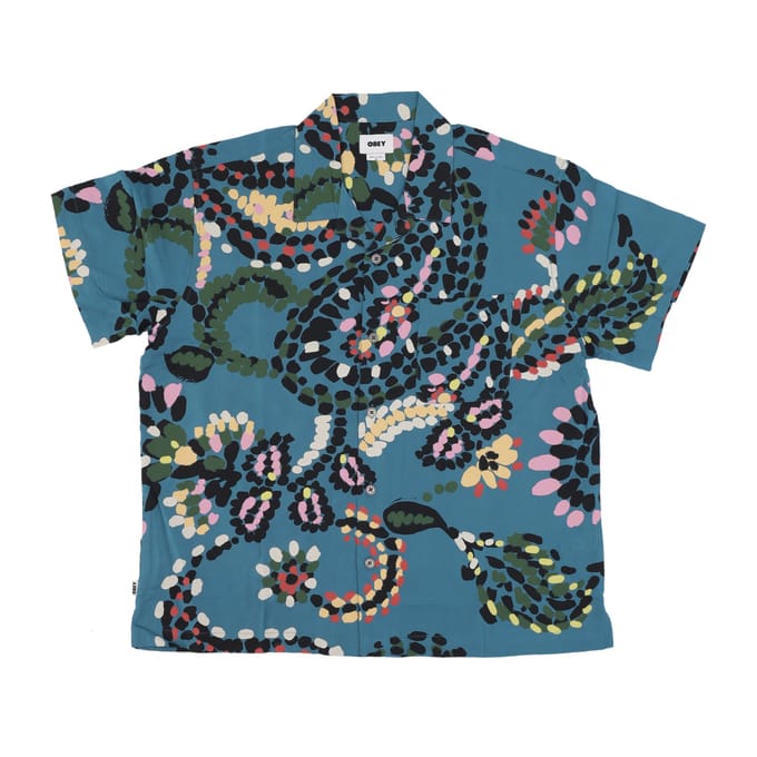 Heren overhemd met korte mouwen Paisley Dots geweven overhemd Dragon Fly Multi