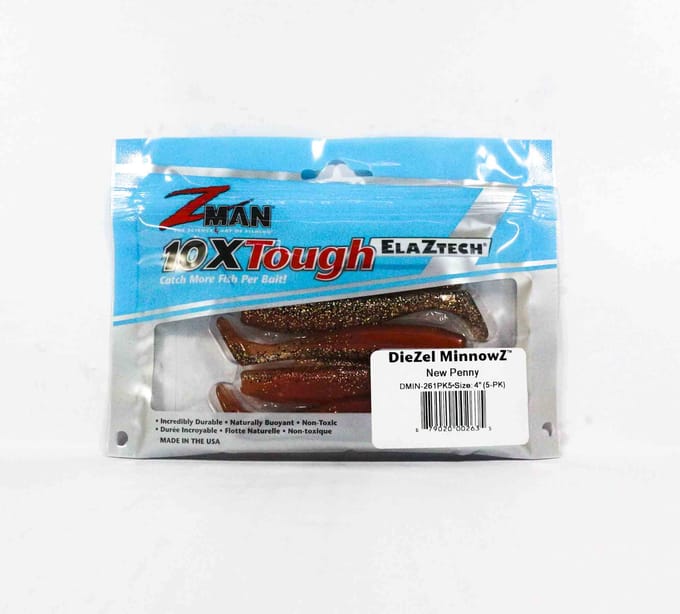 Zman zacht kunstaas Diezel MinnowZ 4 Inch 5/Pack New Penny (2635)