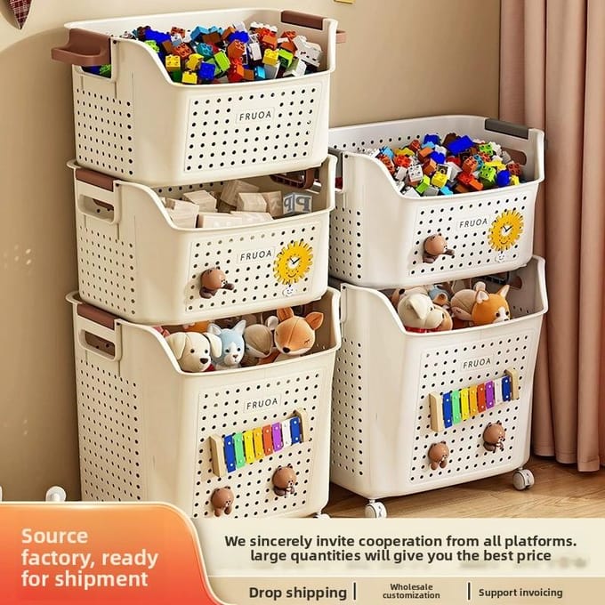 Speelgoed organizer bak voor kinderen, opbergcontainer met grote capaciteit voor knuffels white