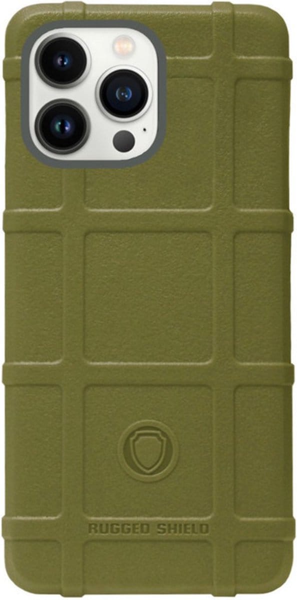 RUGGED SHIELD Rubber Bumper Case Hoesje Geschikt voor iPhone 14 Pro Max - Groen