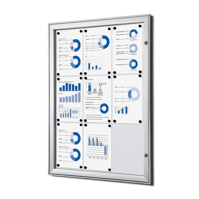 Vergrendelbaar notitiebord indoor zilver 9x a4