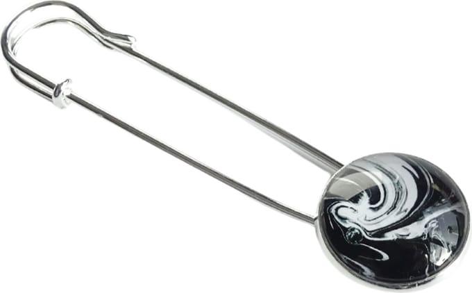 2 Love it Marble Enredo - Sjaalspeld - Vestsluiting - Lengte 8 cm - Wit - Zwart