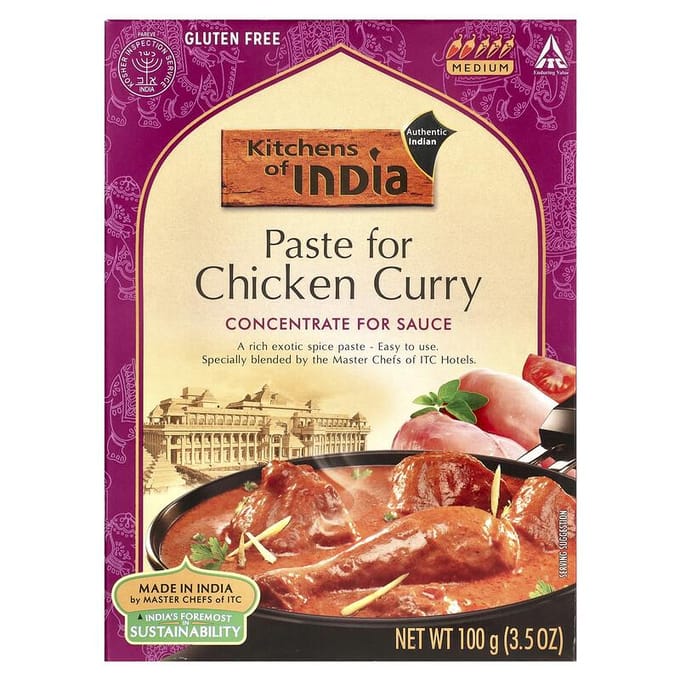 Pasta Voor Kip Curry, Concentraat Voor Saus, Medium, 3,5 oz (100 gr)