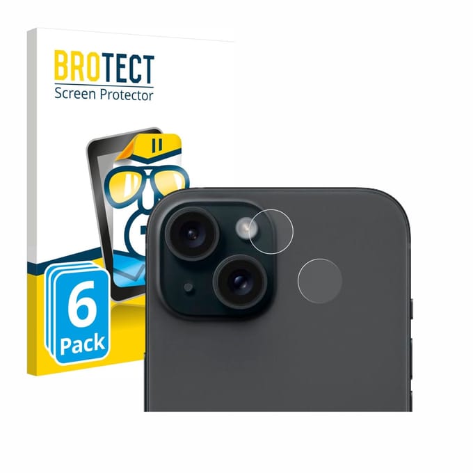 BROTECT - Screenprotector voor Apple iPhone 15 (ALLEEN Camera Lens) - Folie Beschermfolie transparant 6 Stuks