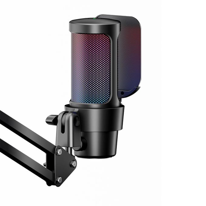 USB Gaming Microfoon Computer Mic Kit RGB Verlichting Cardioïde Modus Pickup Snelle Mute en Gain Knop