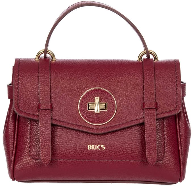 BRIC'S Leren schoudertas handtas Gondola Ninfea Bag Rubino wijnrood