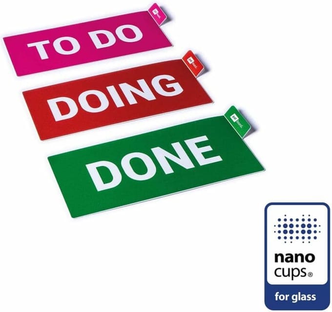 3x Kolom Kaarten scrum kanban- nanocups voor glas